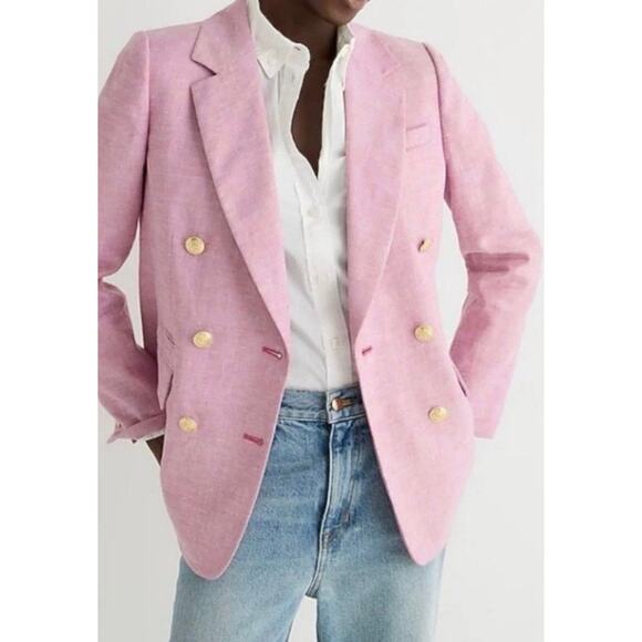 J Crew Women’s Bristol Academia Stretch Linen Blazer Jacket Size 10 - Picture 1 of 16